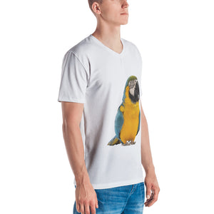 Macaw Print Men's V neck T-shirt