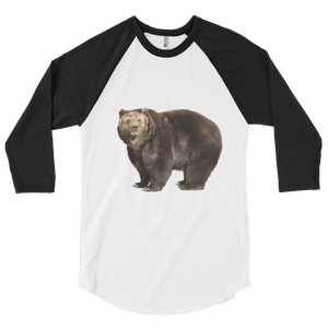 Brown-Bear Print 3/4 sleeve raglan shirt
