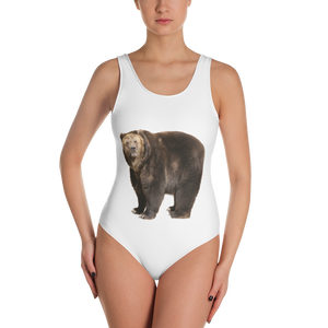 Brown-Bear Print One-Piece Swimsuit