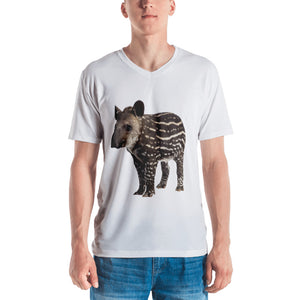 Tapir Print Men's V neck T-shirt