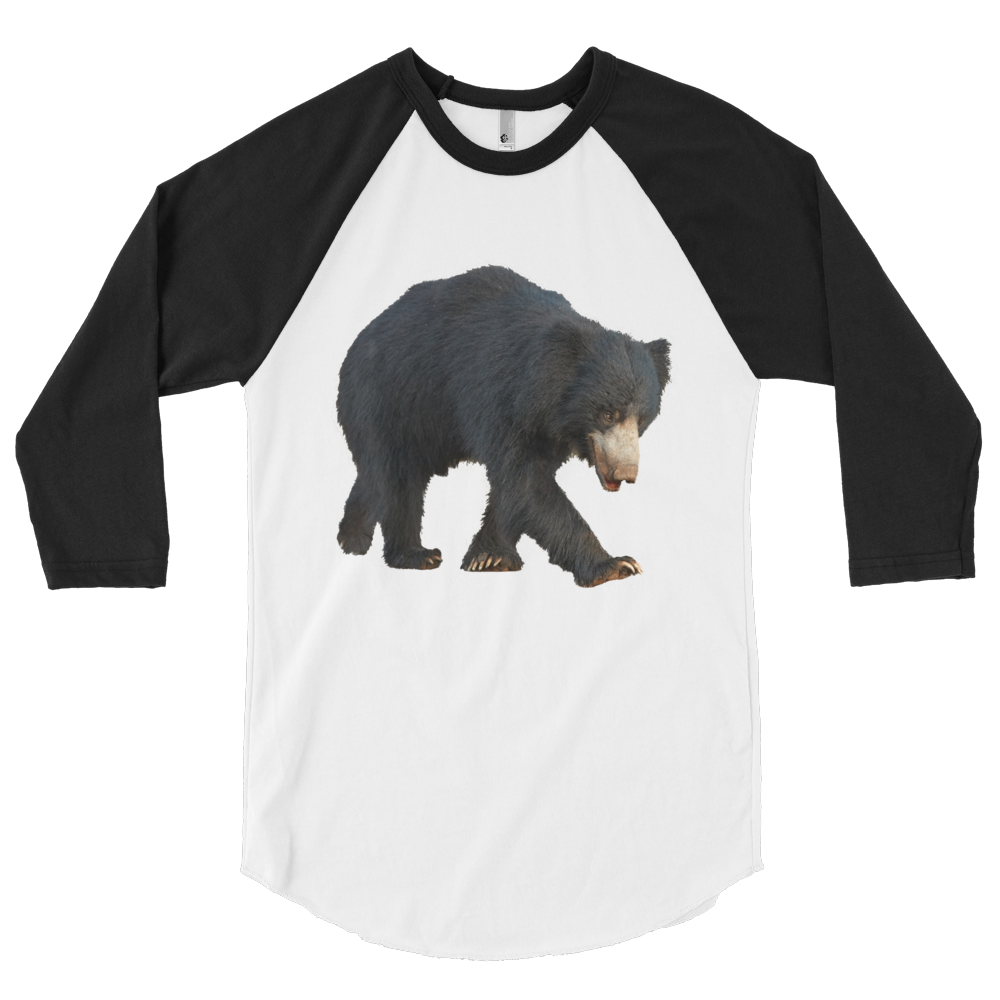 Sloth-Bear print 3/4 sleeve raglan shirt