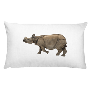 Indian-Rhinoceros Print Rectangular Pillow
