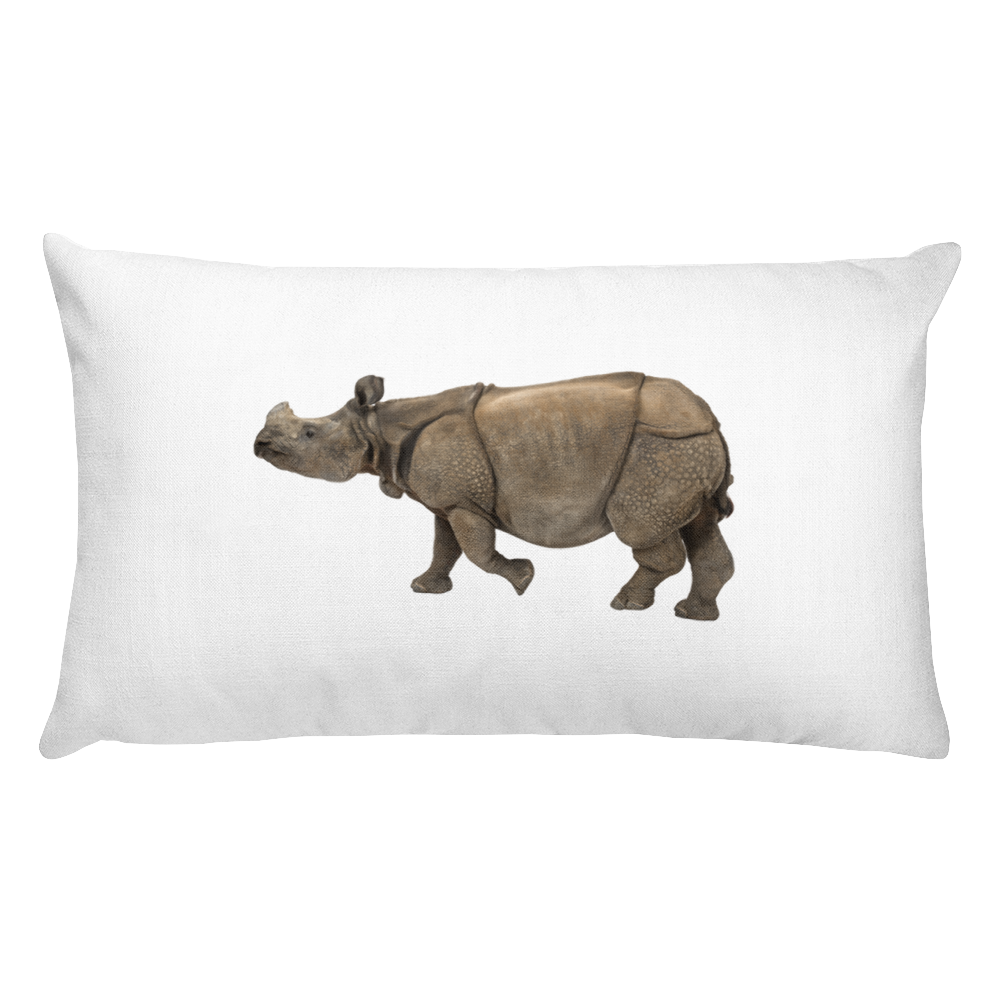 Indian-Rhinoceros Print Rectangular Pillow