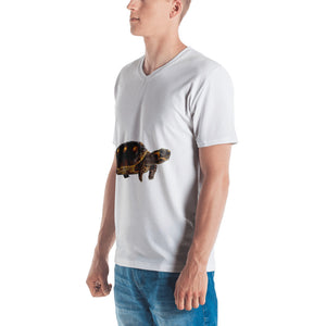 Tortoise Print Men's V neck T-shirt