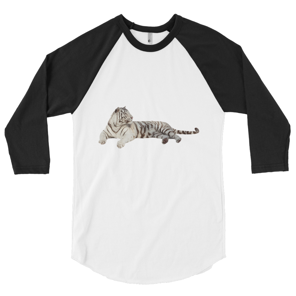 White-Tiger print 3/4 sleeve raglan shirt