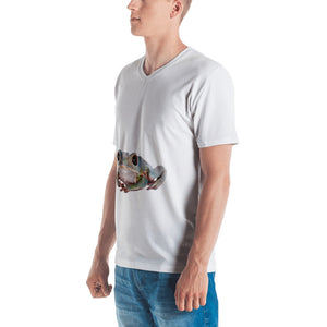 Tarsier Frog Print Men's V neck T-shirt