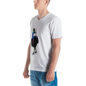 Cassowary Print Men's V neck T-shirt