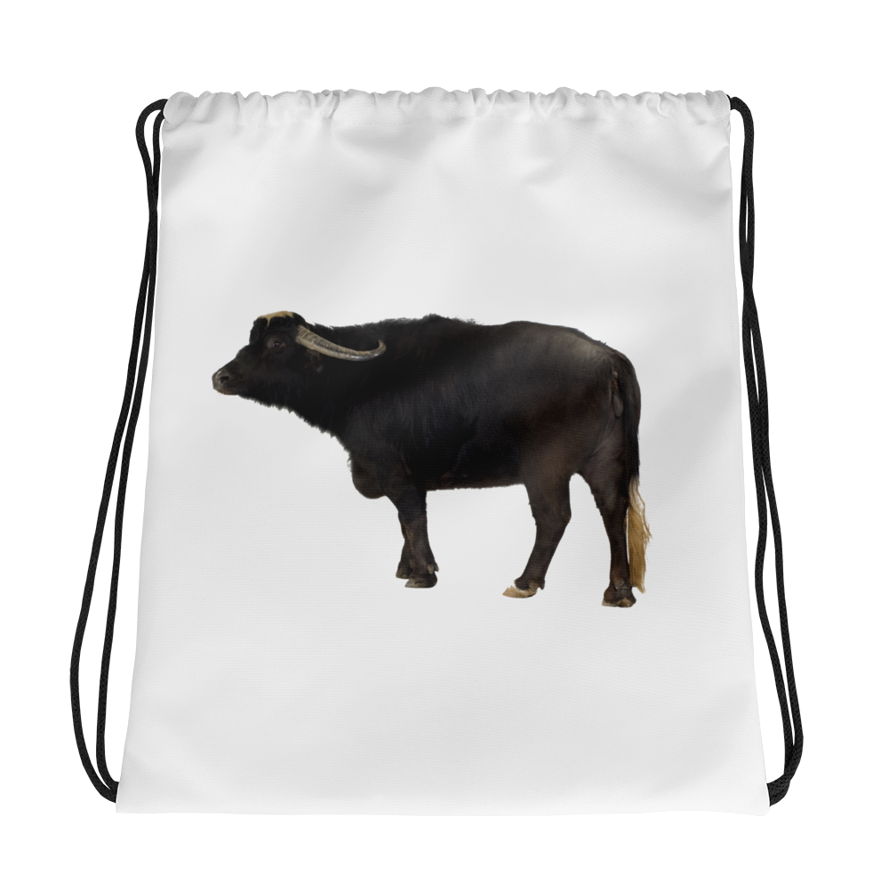 Water-Buffalo Print Drawstring bag