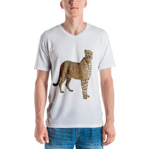 Cheetah Print Men's V neck T-shirt