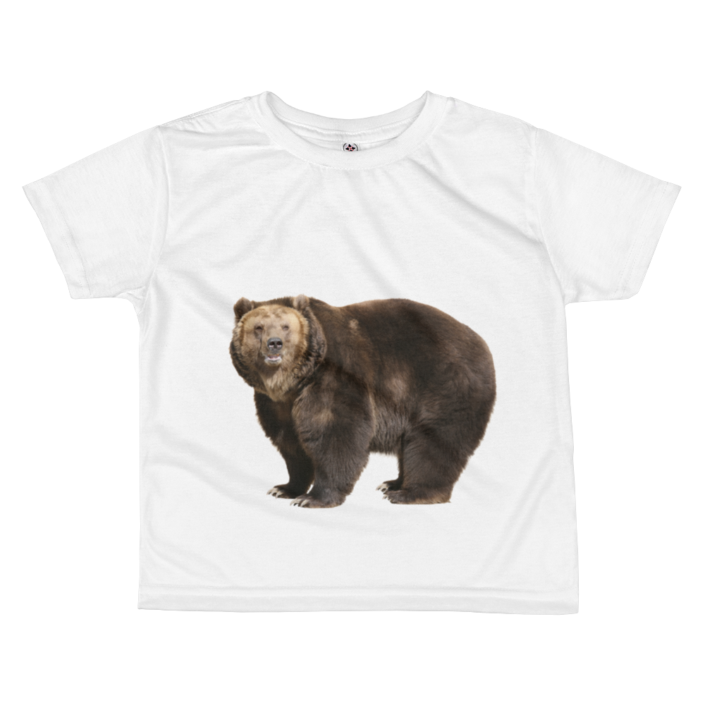 Brown-Bear Print All-over kids sublimation T-shirt