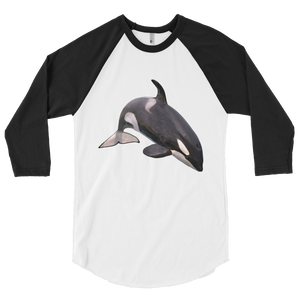 Killer-Whale Print 3/4 sleeve raglan shirt