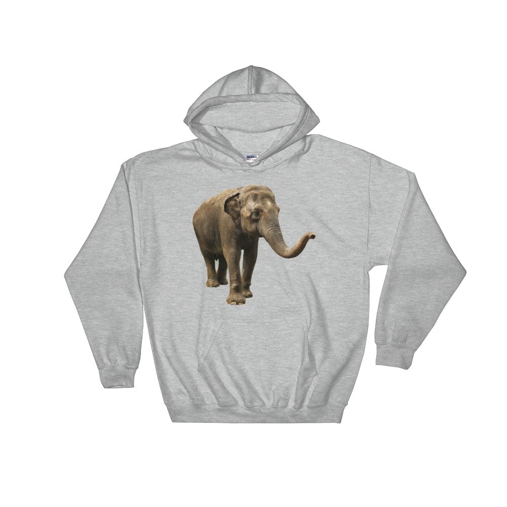 Indian-Elephant Print Hooded Sweatshirt
