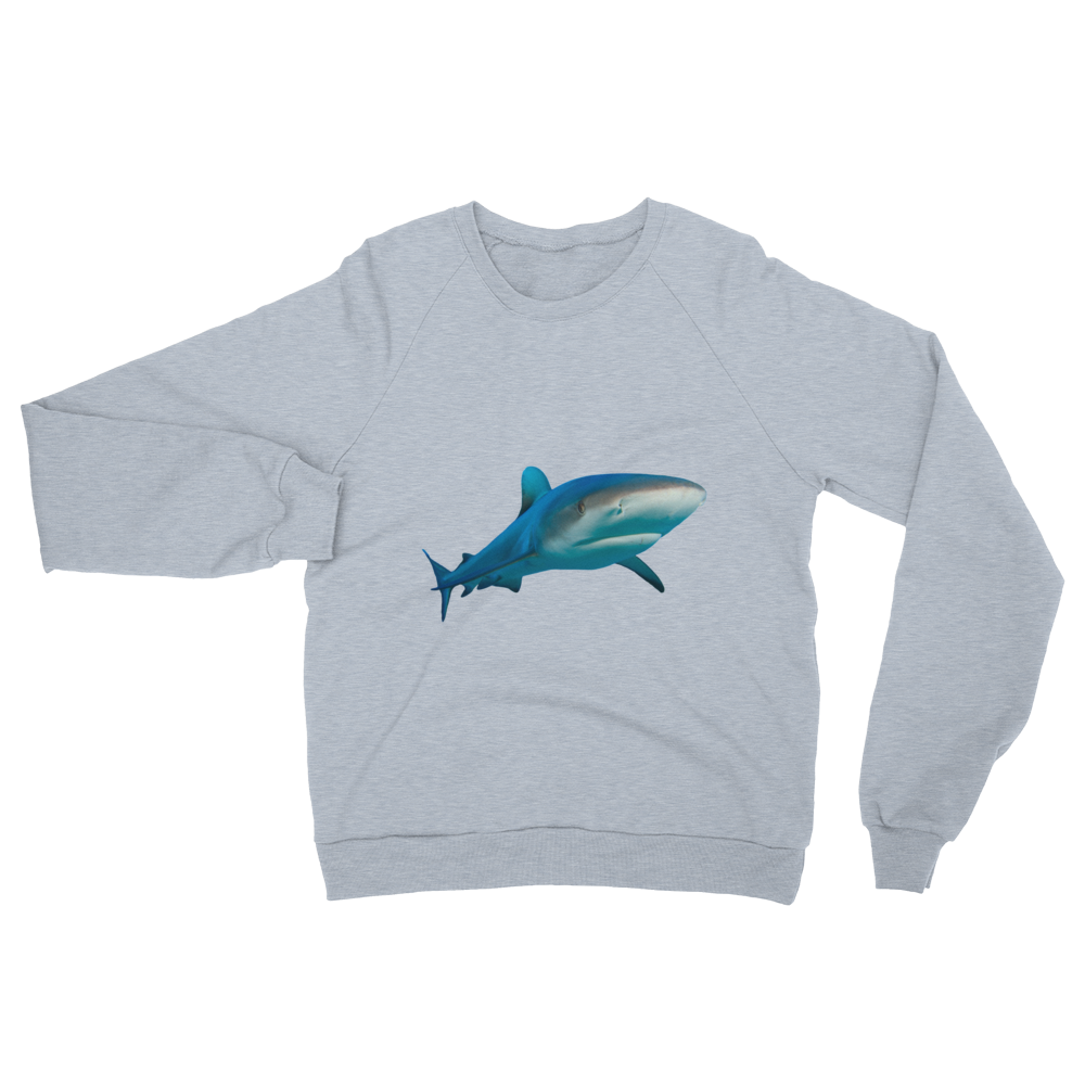 Great-White-Shark print Unisex California Fleece Raglan Sweatshirt