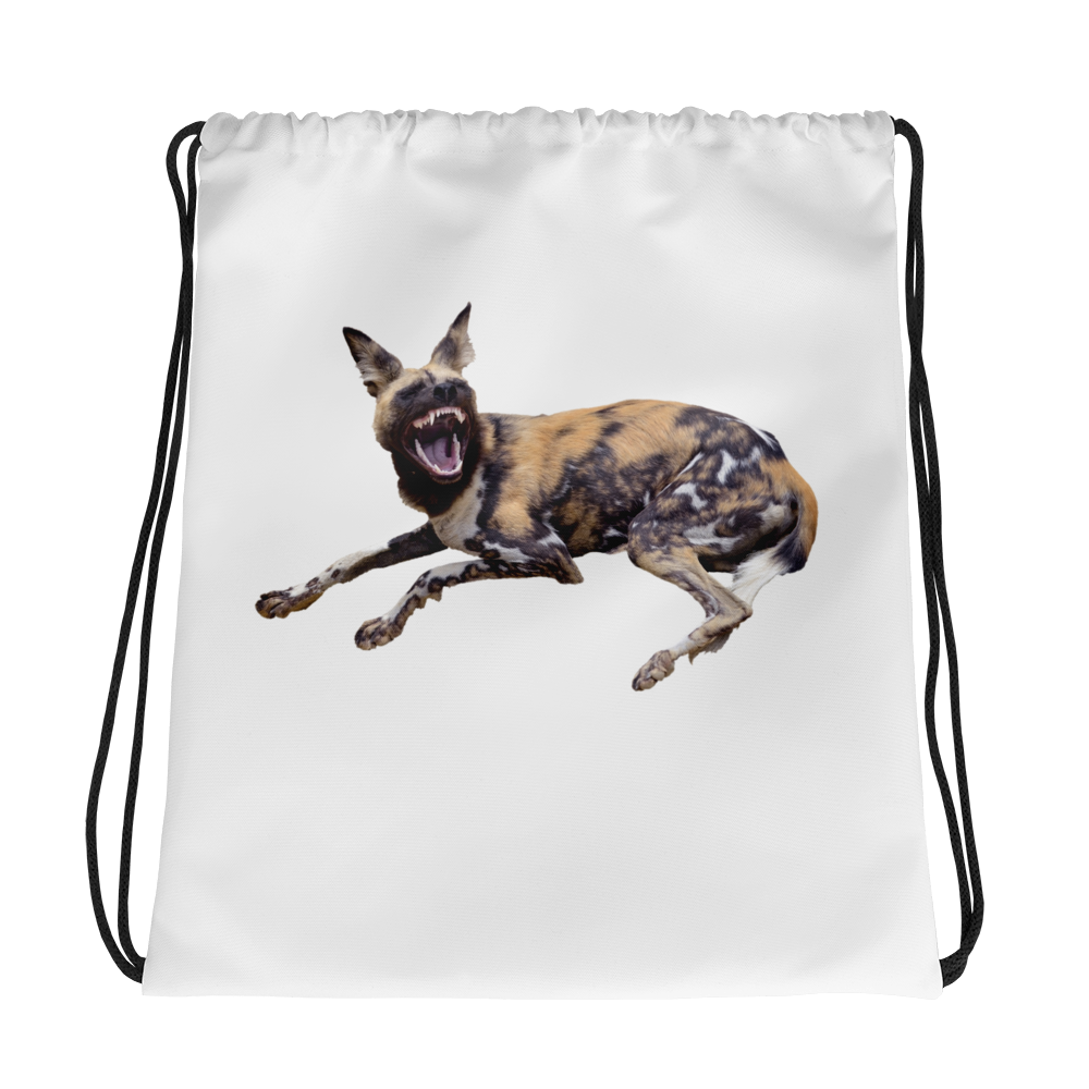 African-Wild-Dog Print Drawstring bag