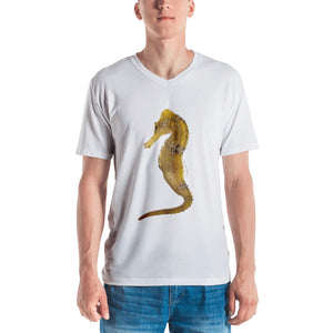Seahorse Print Men's V neck T-shirt