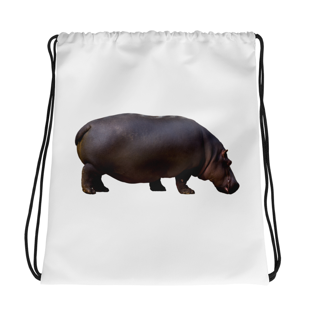 Hippopotamus Print Drawstring bag