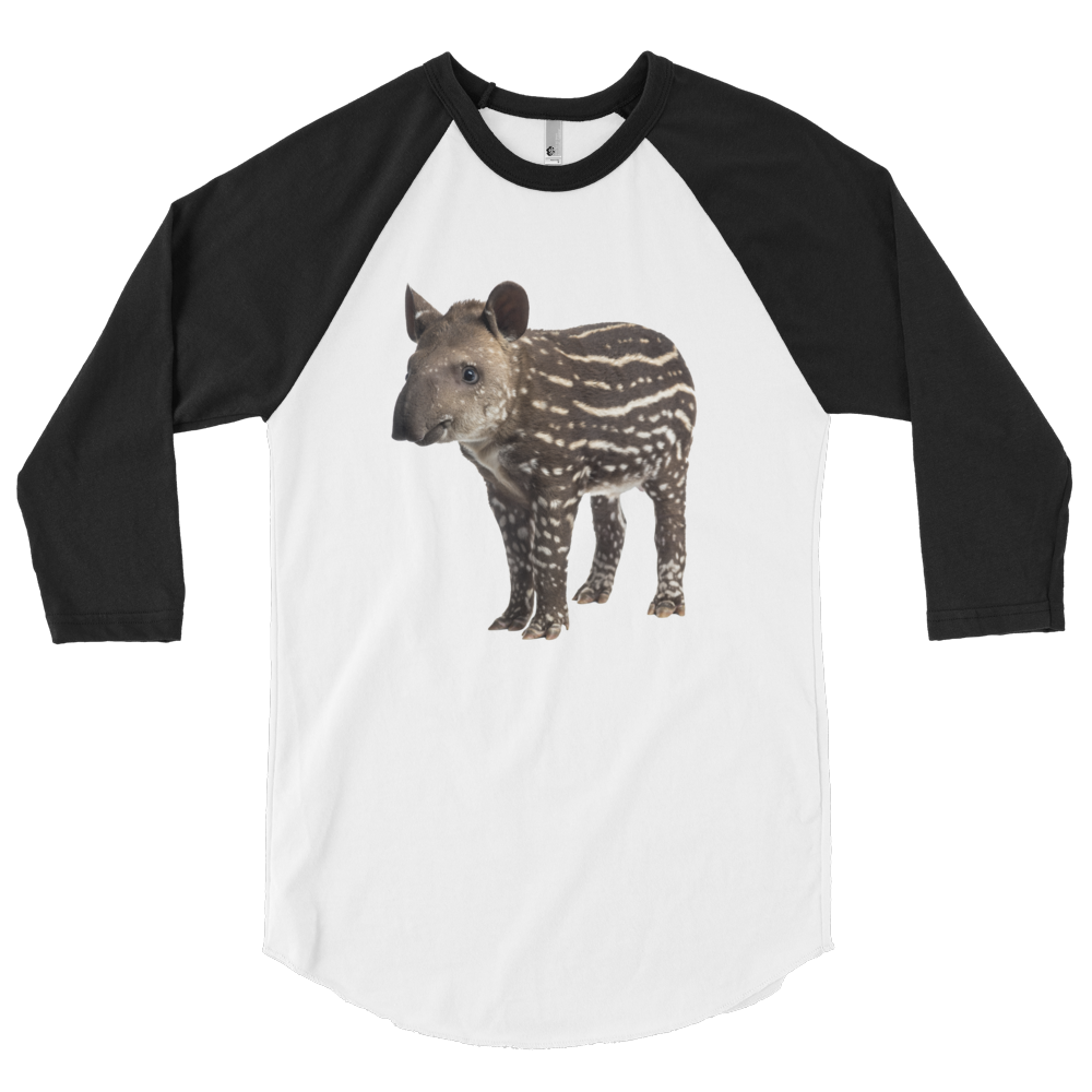 Tapir print 3/4 sleeve raglan shirt
