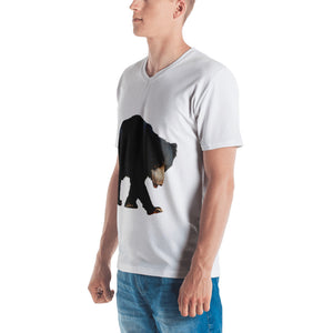 Sloth Bear Print Men's V neck T-shirt