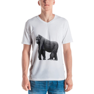 Gorilla Print Men's V neck T-shirt