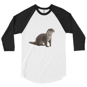 European-Otter Print 3/4 sleeve raglan shirt