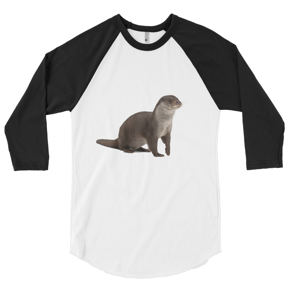 European-Otter Print 3/4 sleeve raglan shirt