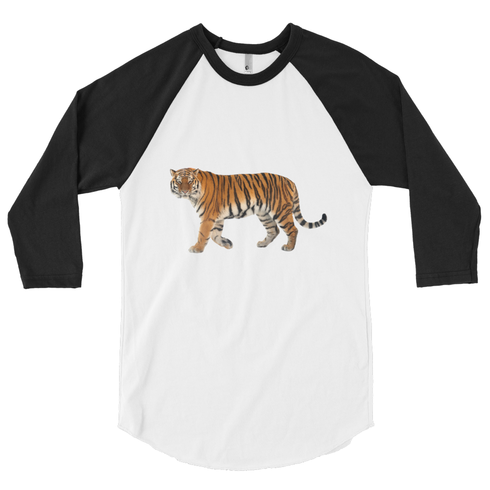 Siberian-Tiger print 3/4 sleeve raglan shirt