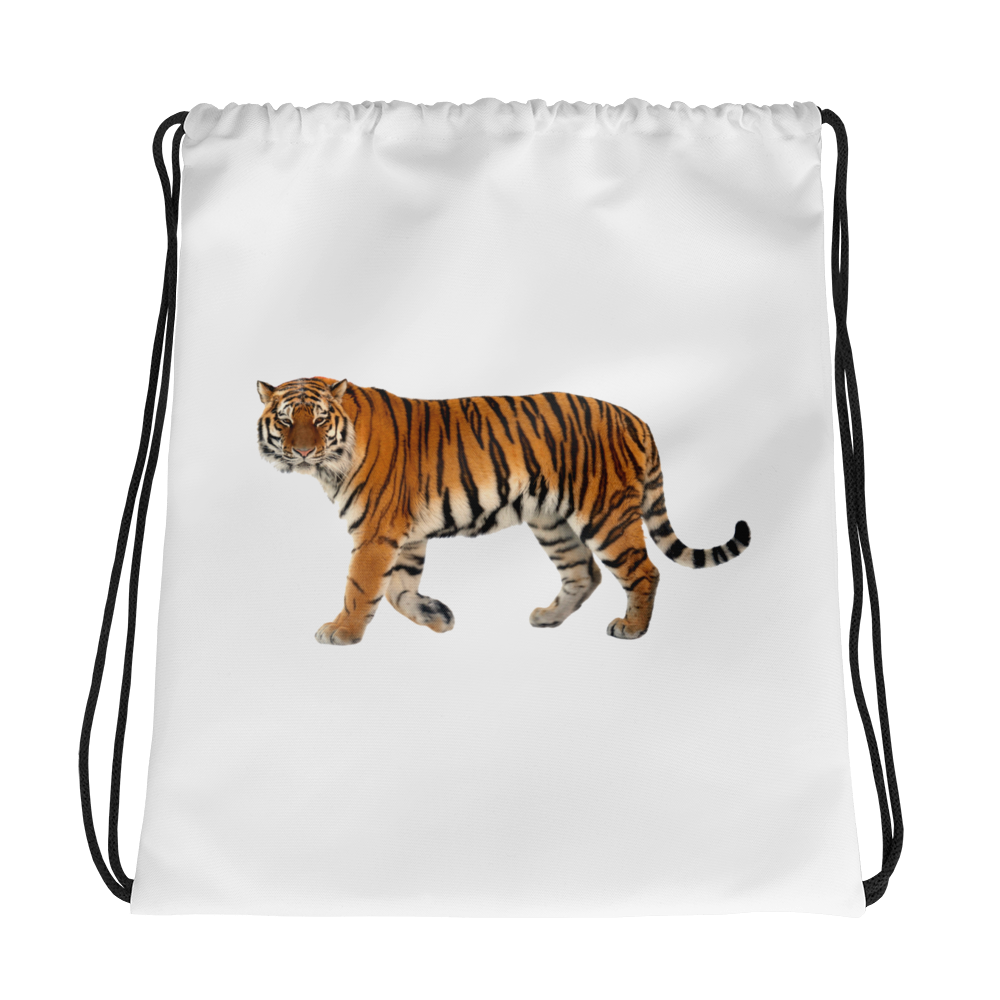 Siberian-Tiger Print Drawstring bag