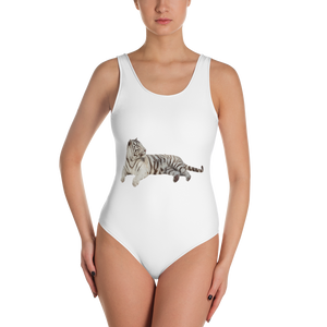 White-Tiger Print One-Piece Swimsuit
