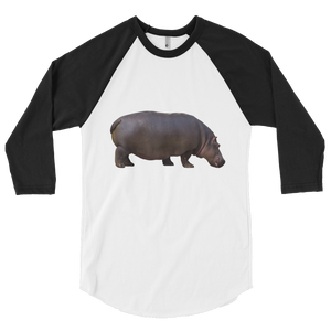 Hippopotamus Print 3/4 sleeve raglan shirt