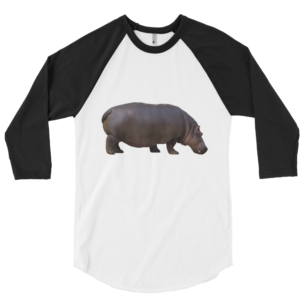 Hippopotamus Print 3/4 sleeve raglan shirt