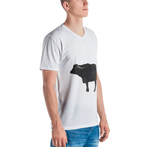 Water Buffalo Print Men's V neck T-shirt