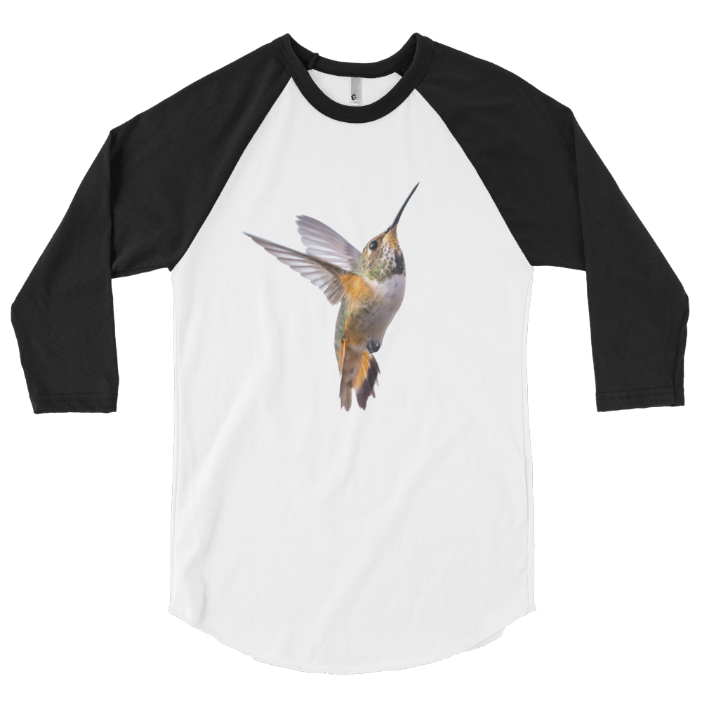 Hummingbird Print 3/4 sleeve raglan shirt