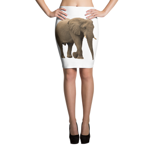 African-Forrest-Elephant Print Pencil Skirt