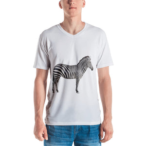 Zebra Print Men's V neck T-shirt