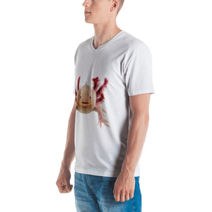 Axolotle Print Men's V neck T-shirt