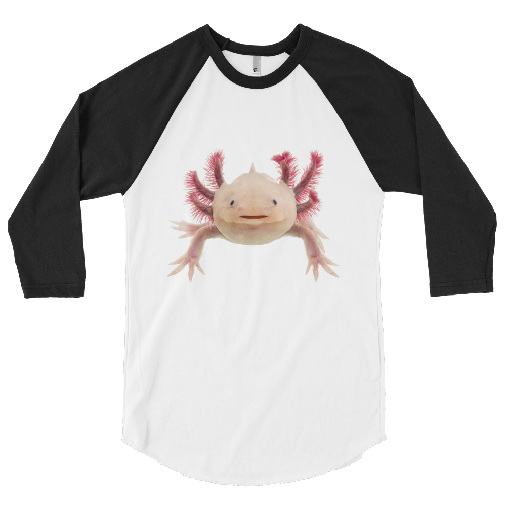 Axolotle Print 3/4 sleeve raglan shirt