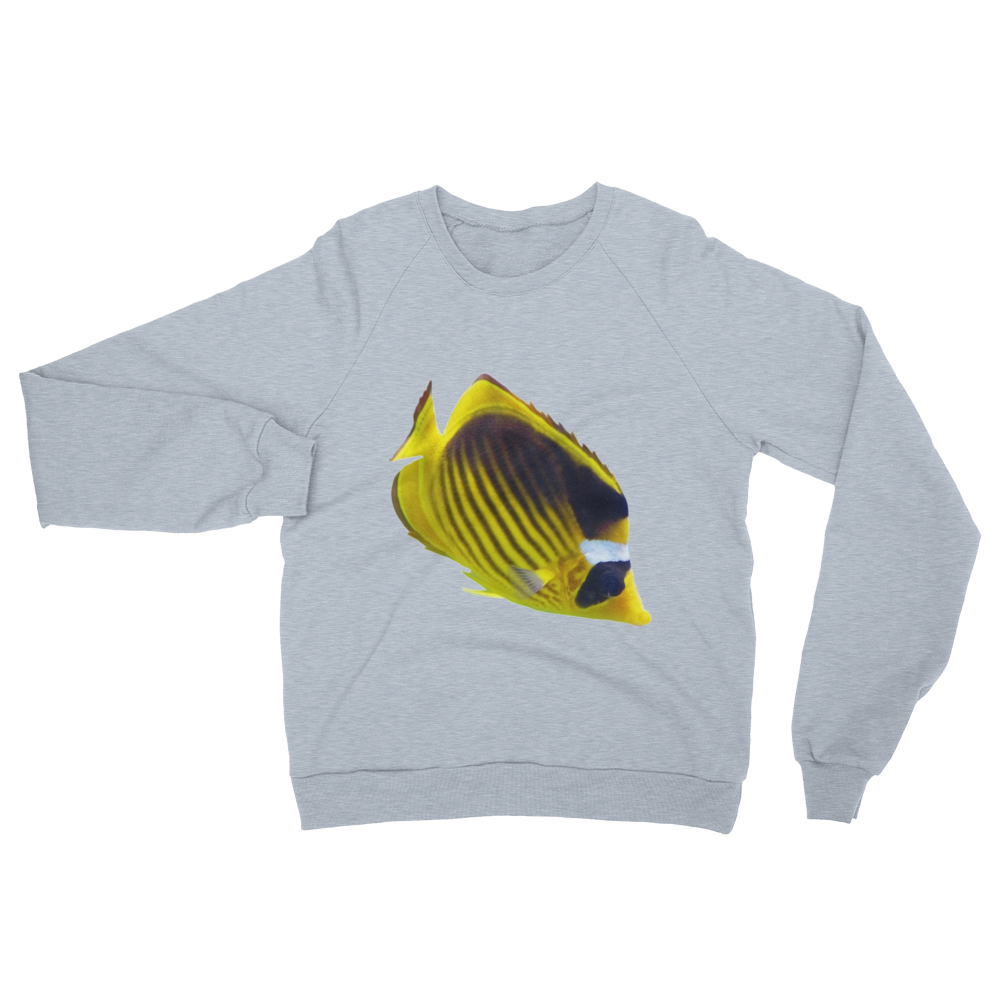 Butterfly-Fish print Unisex California Fleece Raglan Sweatshirt