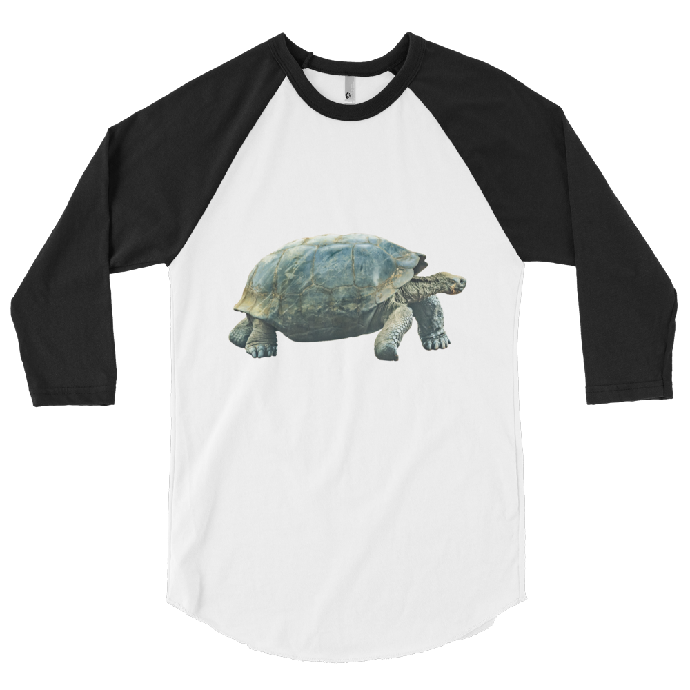 Galapagos-Giant-Turtle Print 3/4 sleeve raglan shirt