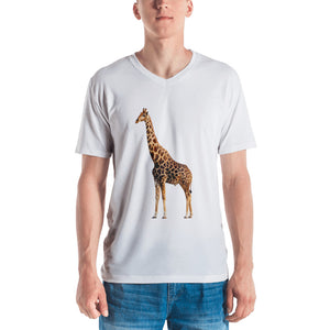 Giraffe Print Men's V neck T-shirt