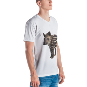 Tapir Print Men's V neck T-shirt