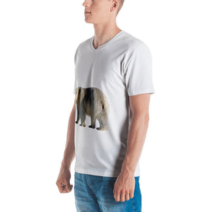 Polar Bear Print Men's V neck T-shirt