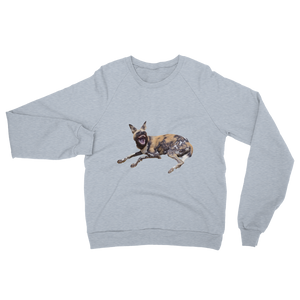 African-Wild-Dog Print Unisex California Fleece Raglan Sweatshirt