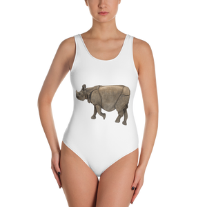 Indian-Rhinoceros Print One-Piece Swimsuit