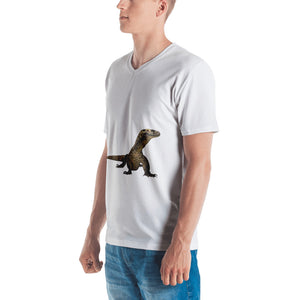 Komodo Dragon Print Men's V neck T-shirt
