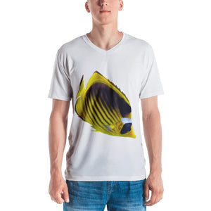 Butterfly Fish Print Men's V neck T-shirt
