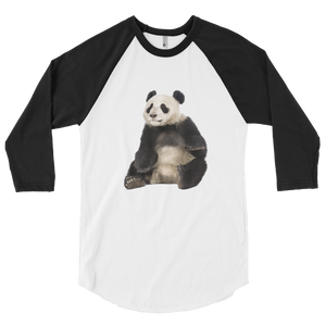 Giant-Panda Print 3/4 sleeve raglan shirt