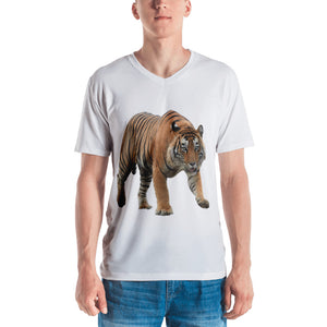 Bengal Tiger Print Men's V neck T-shirt