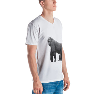 Gorilla Print Men's V neck T-shirt