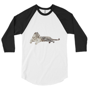 White-Tiger print 3/4 sleeve raglan shirt