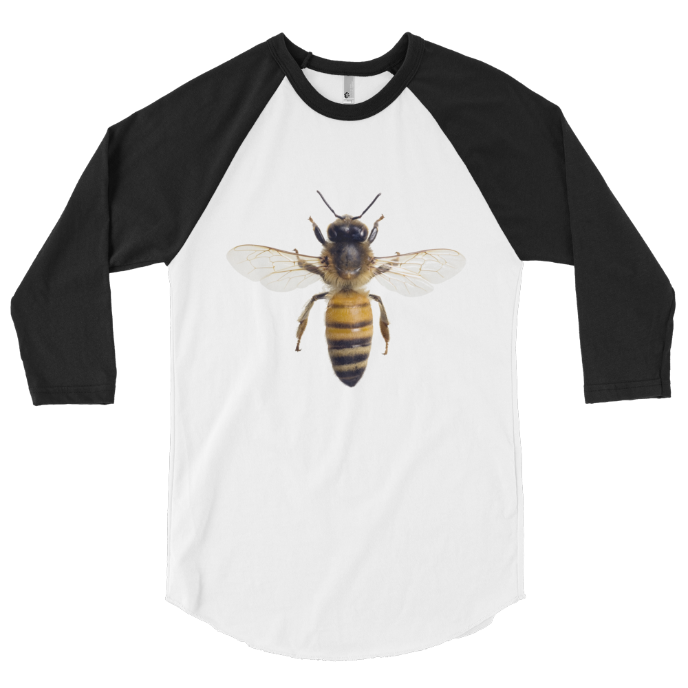 Honey-Bee Print 3/4 sleeve raglan shirt